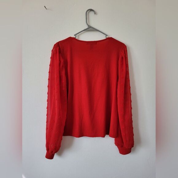 A Love Story Red Blouse Romantic Date Night Feminine Sexy Coquette Office Large - Picture 7 of 9